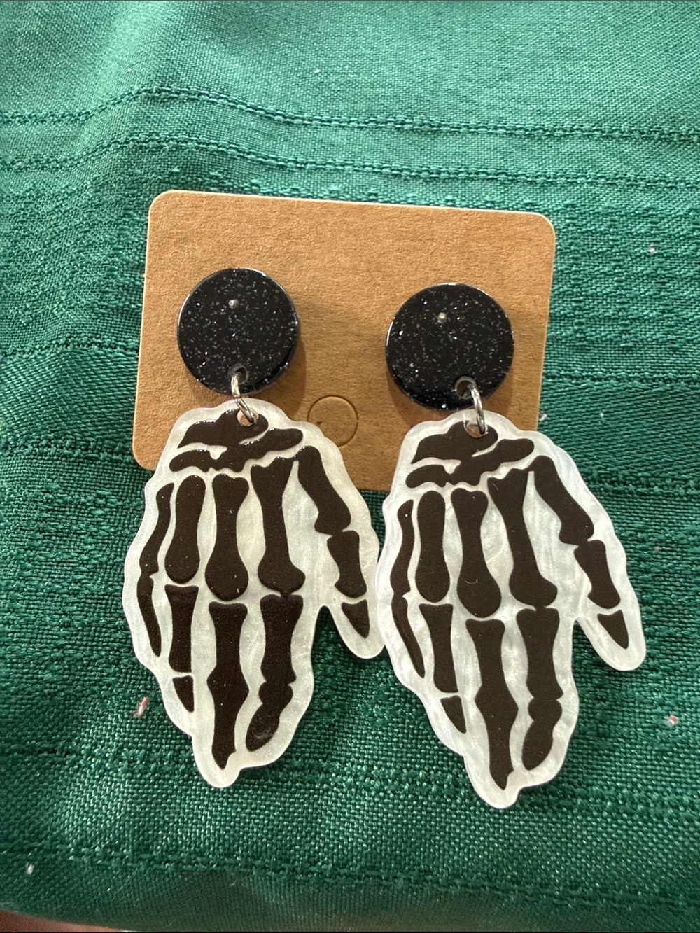 Black and White Skeleton Hand Earrings - Kids Accessories